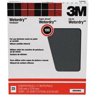 3m Wetordry Sandpapir 25 ark 9 i x 11 i 180 Grit Fine til våd og tør slibningspremierefinish på lakkernes primere Sealers Plastics & Paints til e