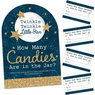 Stor prik af lykke Twinkle Twinkle Little Star - Hvor mange slik baby shower eller fødselsdagsfest -spil - 1 Stand and 40 Cards - Candy Guessing