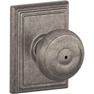 Schlage F40 Geo 621 Tilføj Lock Company F40Geo621Add Addison Collection Georgian Privacy Knob Distressed Nickel
