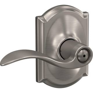 Schlage F40 ACC 619 Cam Accent Door Lever med Camelot Trim Bed & Bath Privacy Lock Satin Nickel