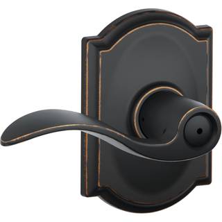 Schlage F40 ACC 716 Cam Accent Door Lever med Camelot Trim Bed & Bath Privacy Lock Aged Bronze