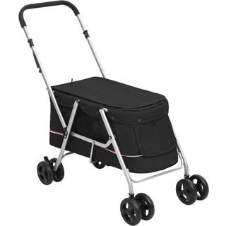 foldbar hundeklapvogn 100x49x96 cm linned sort