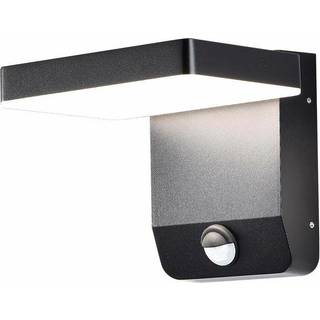 17W Væglampe - LED med sensor, 3000K, sort hus, kvadratisk, IP65 - Kulør : Varm