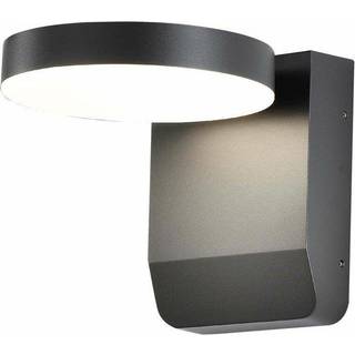 17W Væglampe - LED, 3000K, Sort hus, Rund, IP65 - Kulør : Varm