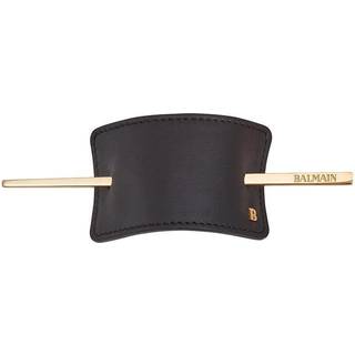 Balmain Hair Couture Hair Barrette Black Leather - Hårpynt