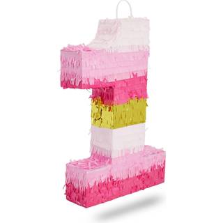 Nummer 1 pinata pink og guld til piger 1. f?dselsdagsfest dekorationer sm? 16,5x11x3 i