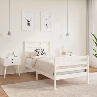 sengeramme 90x190 cm Single massivt træ hvid