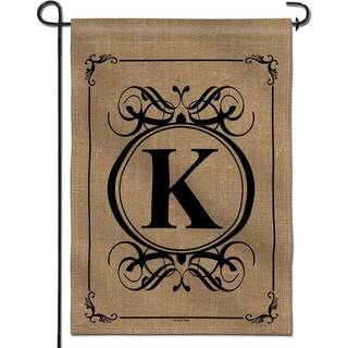 Anley Classic Monogram Letter K Garden Flag Dobbeltsidet familie efternavn Initial Yard Flags - Personaliseret velkomsthjemindretning - Vejrbesta