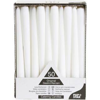 50 stk. Hvide Stearinlys 25 cm – Tidløs elegance til enhver festbegivenhed