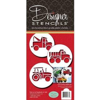 Designer Stencils lastbiler cookie sæt beige/halvtransparent