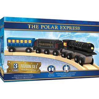 MasterPieces træ Polar Express 3-delt tog-sæt - Lokomotiv, hoppervogne og passagervogne, O-skala, magnetisk, kompatibel med 1-tommers spor