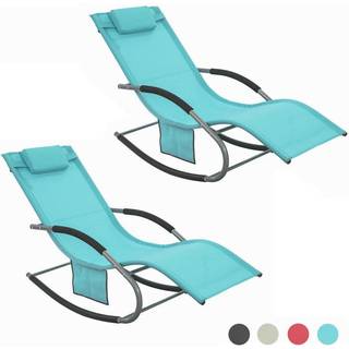 SoBuy udendørs havestol, sammenklappelig svingstol, turkis