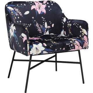 Polstret Accent Stol i Velvet Blue Floral