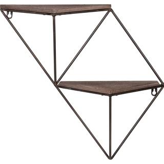 Dobbelt hylde i træ og sort metal 33x13x30 cm