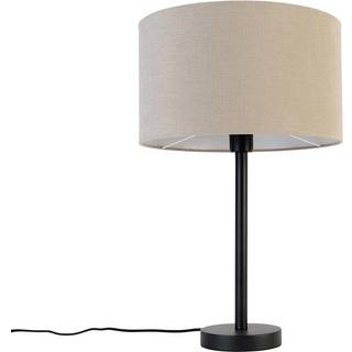 Moderne bordlampe sort med bouclé-skærm lysebrun 35 cm - Simplo