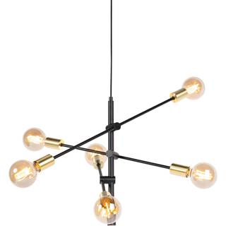 Industriel pendellampe sort og guld 78 cm 6-lys - Sydney
