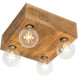 Rustik loftslampe vintage træ 4-lys - Bloc