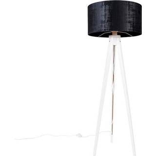 Moderne gulvlampe Tripod hvid med sort fløjlsskærm 50 cm - Tripod Classic