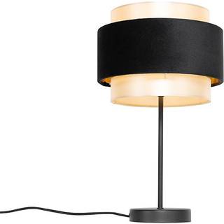 Moderne bordlampe sort med guld - Elif