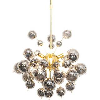 Design pendellampe messing med glas røg 8-lys - Explode