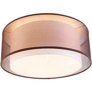 Moderne loftslampe brun med hvid 50 cm 3-lys - Drum Duo