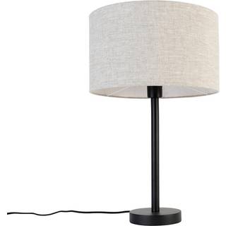 Moderne bordlampe sort med bouclé-skærm lysegrå 35 cm - Simplo