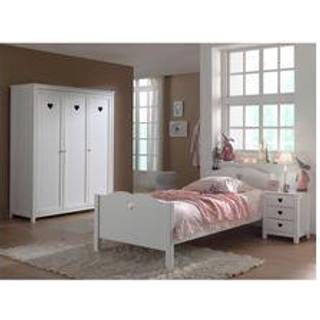 Børneværelsessæt Amori – hvid (seng 90 × 200 cm, natbord og 3-dørs garderobeskab)