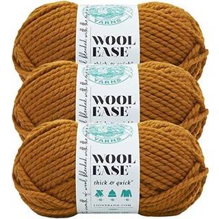 Lion Brand Yarn Wool-ease tyk og hurtig garn blød og voluminøs garn til strikning af hækling og håndværk 3 pakkskindscotch