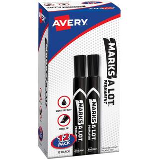 Avery Marks-A-Lot Permanente mark?rer Stor mejsel i desk-stil mejselspidsvand og slidbestandige 12 sorte mark?rer (98028)