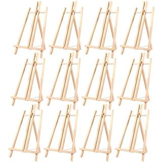 Træ bordstaffeli, 12-pak, sammenklappelige stativer til lærreder, 35,1 cm, brun