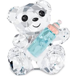 Swarovski My Little Kris Bear Baby figur Clear Crystal med bl? og lyser?d flaske del af My Little Kris Bear Collection