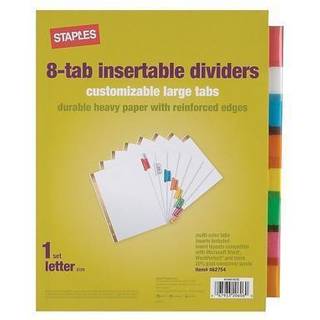 Staples 462754 Big Tab Insertable Paper Dividers 8-fan Multicolor (13492/11123)