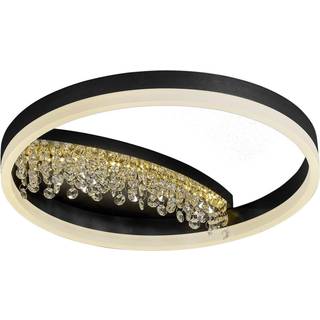 LED-loftslampe Dana med krystaldekor, sort