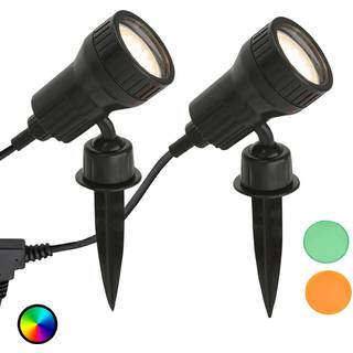 sæt med 2 - LED-lampe med jordspyd Terra m. farvefiltre