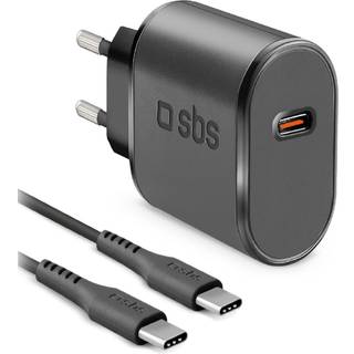 SBS 15W Vægoplader Kit m. USB-C AFC & USB-C Kabel - Sort