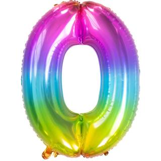 Folienballon Zahl 0 Regenbogen
