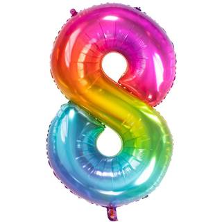 Folienballon Zahl 8 Regenbogen