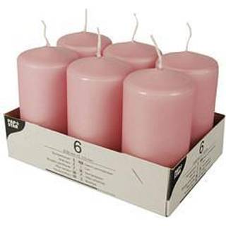 6 stk. Bloklys Pink 115x60 mm Paraffin – Eksklusiv stemning til fest og hverdag