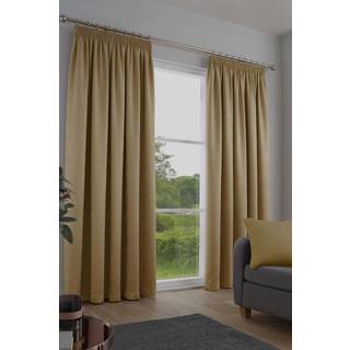 Fusion Fusion Ochre Yellow Galaxy Room Darkening Woven Pair of Pencil Pleat Curtains