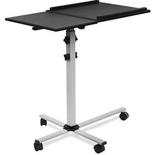 Mount-it! Rullende bærbar bakke og projektorvogn Højde Justerbar præsentationsvogn med hjul | Overbed Bord med vippet bordplade (MI-7945)