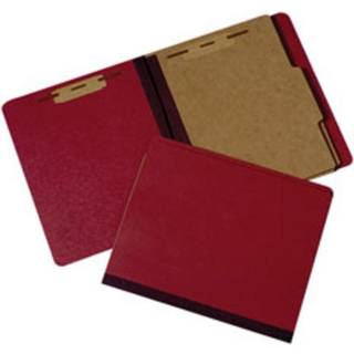 Pressboard Classification Folder - 2 Divider 6 Del - Letter - Earth Red