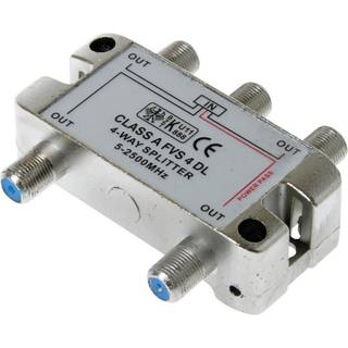 Qnect Antenna TV-splitter F-connector ClassA 1-in/4-out