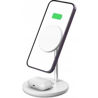 Tech-Protect 2-in-1 MagSafe Trådløs Oplader med stativ, 15W - Hvid