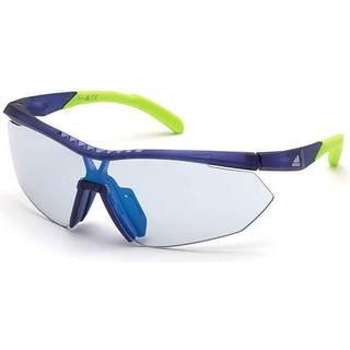 Adidas Sport Kvinde SP0016 91X Solbriller Injiceret Blå uigennemsigtig Blå Maske Fotokromatisk Spejl