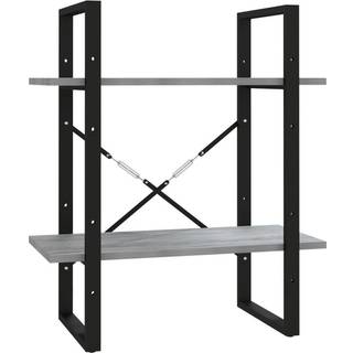 bogreol m. 2 hylder 60x30x70 cm konstrueret træ grå sonoma