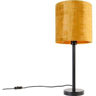 Moderne bordlampe sort med guldskærm 25 cm - Simplo