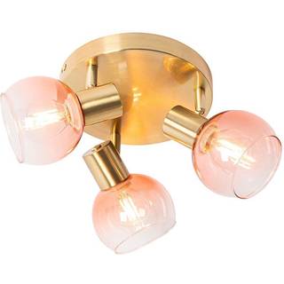Art Deco loftspot guld med rosa glas 3-lys - Vidro