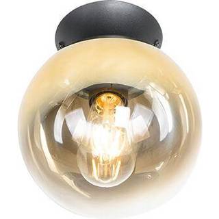 Art Deco loftslampe sort med guld glas - Pallon