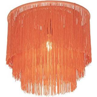 Oriental loftslampe guld lyserød skærm med frynser - Franxa