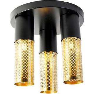 Industriel loftslampe sort med guld rund 3-lys - Raspi